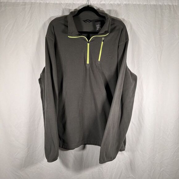 Eddie Bauer Sweater Men's TXL Green 1/4 Zip Long Sleeve Zip Pocket Pullover - Picture 1 of 11